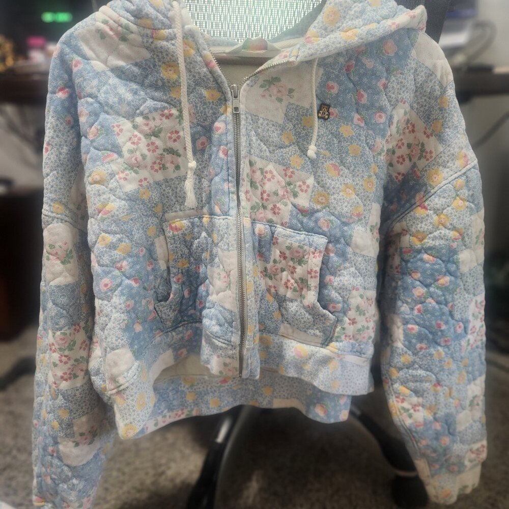 TF Floral Quilted Zip Hoodie